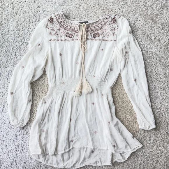 Fate Embroidered White Boho Blouse Size Small - Picture 4 of 14